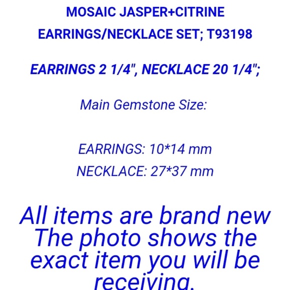 New Mosaic Jasper and Citrine Silver Necklace & Earrings Set. - Picture 2 of 3